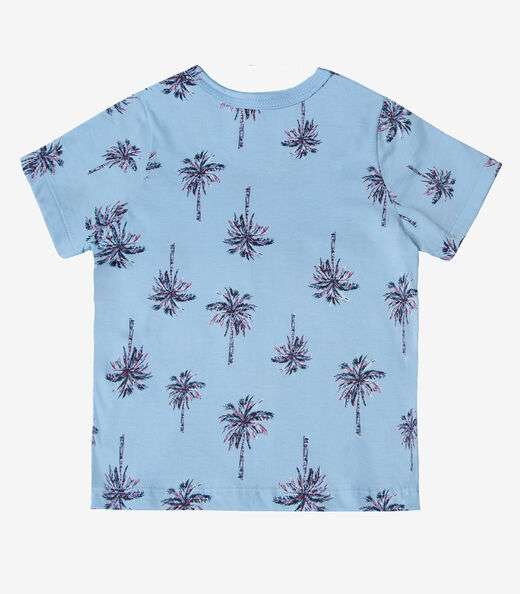 Camiseta Infantil Masculina Coqueiros Infinita Cor Azul