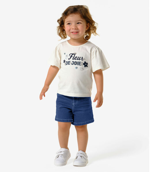 Conjunto Menina Blusa Com Shorts Trick Nick Bege