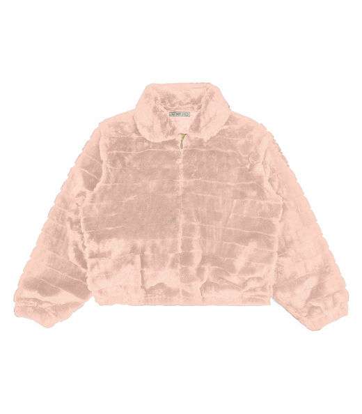 Jaqueta Feminina Plus Size Com Pelo Secret Glam Rosa