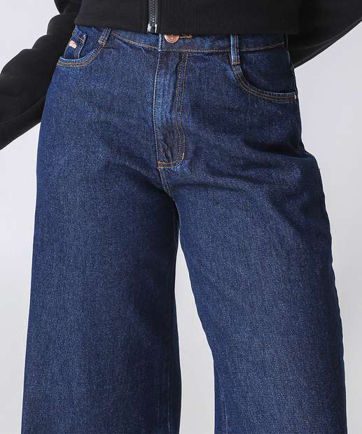 Calça Jeans Wide Leg Feminina Marisa Azul