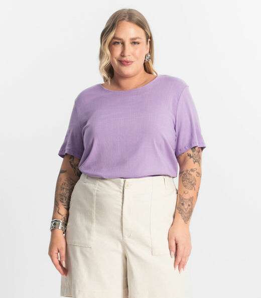 Image_Blusa Manga Curta Plus Size Secret Glam Roxo