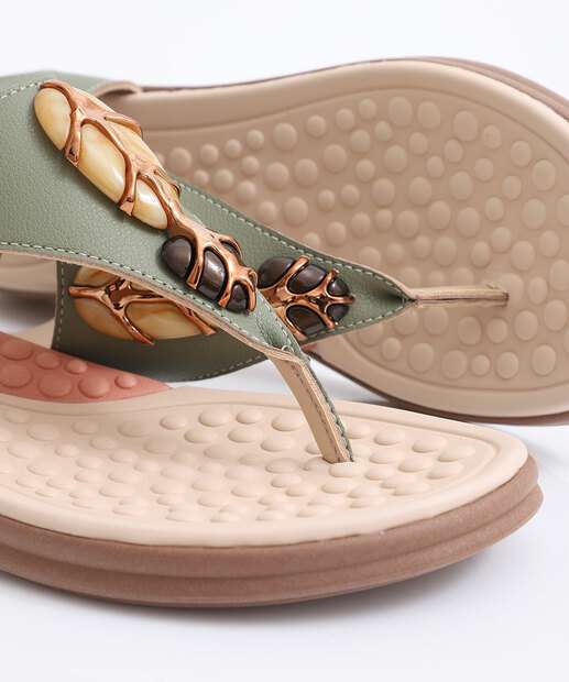 Sandália Feminina Rasteira Pedras Modare Verde