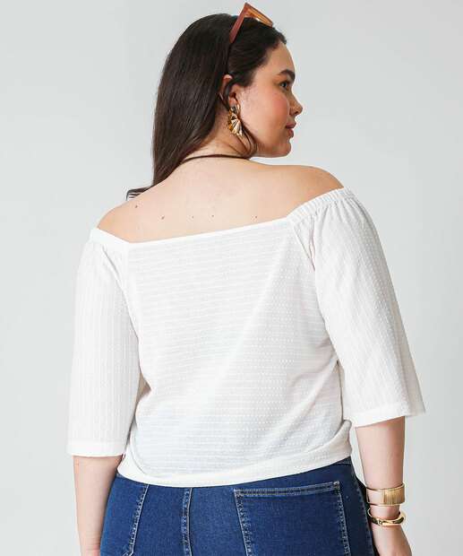Blusa Ciganinha Plus Size Feminina Marisa Off White