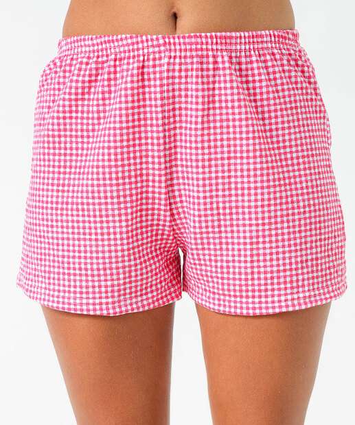 Pijama Feminino Estampa Frase Xadrez Marisa Off White