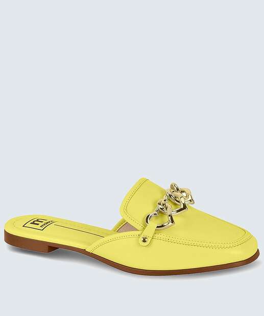 Mocassim Mule Feminino Bico Redondo Corrente Moleca Marisa