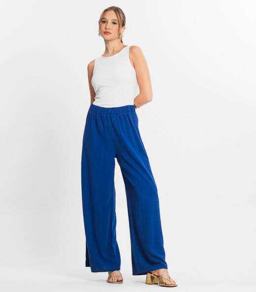 Calça Feminina Pantalona Lisa Select Azul