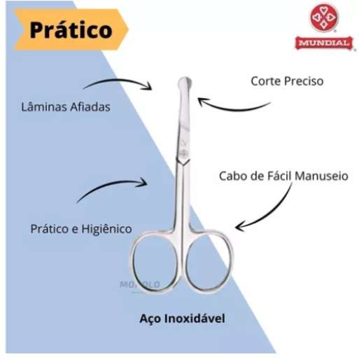 Tesoura De Ponta Redonda Pêlos De Nariz Sobrancelha BC-324 Mundial