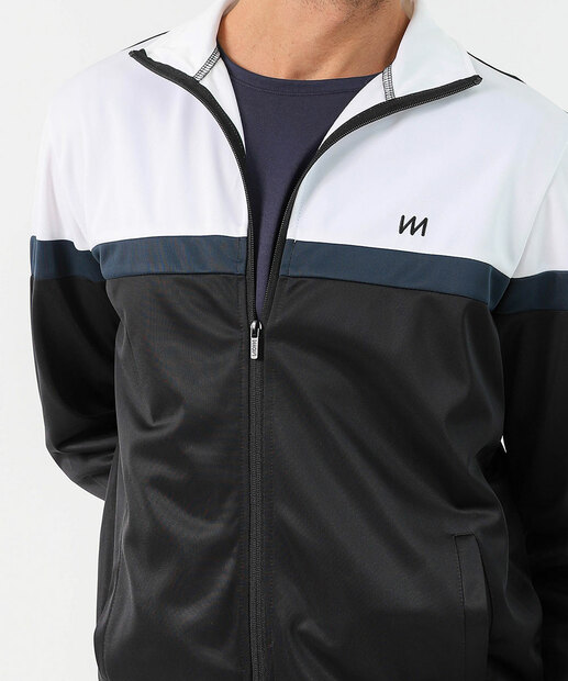 Jaqueta Masculina Helanca Fitness Recortes Bolsos MR Preto