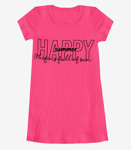 Vestido Infantil Em Ribana Canelada Select Rosa