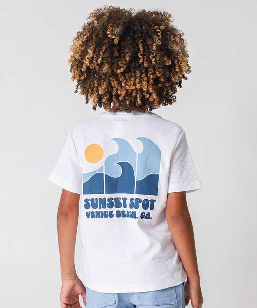 Camiseta Infantil Estampa Mar Marisa Tam 4 a 10 Off White