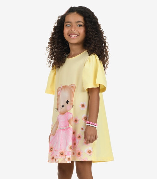 Vestido Poly Flex Touch - Meia Malha Rovi Kids Amarelo