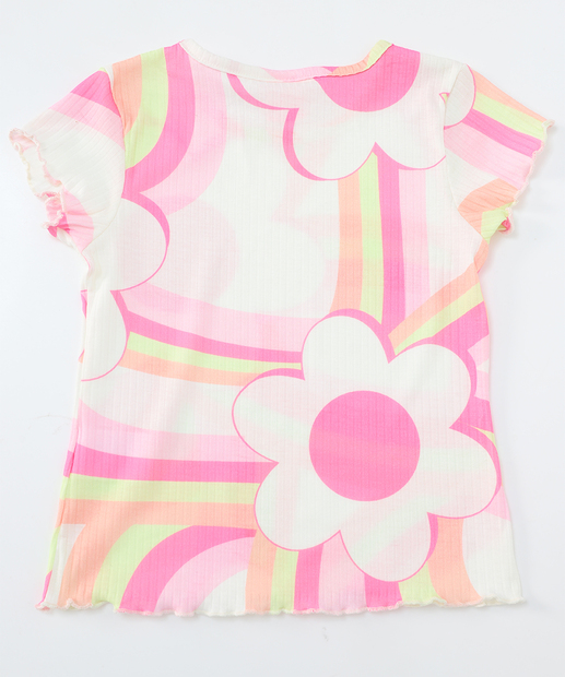Conjunto Infantil Margaridas Tam 4 a 10 Off White