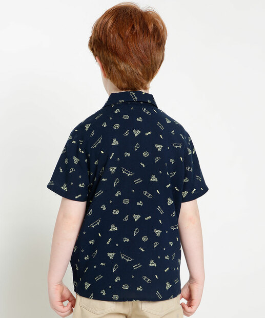 Camisa Infantil Manga Curta Estampada MR Tam 4 a 10