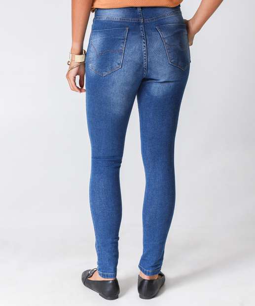 Calça Jeans Skinny Puídos Feminina