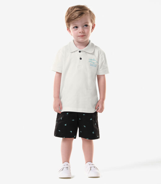 Conjunto Infantil Polo Com Bermuda Trick Nick Branco