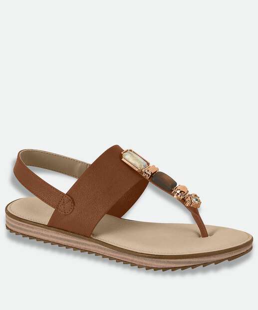 Image_Sandália Feminina Rasteira Pedras Sintéticas Modare Marrom