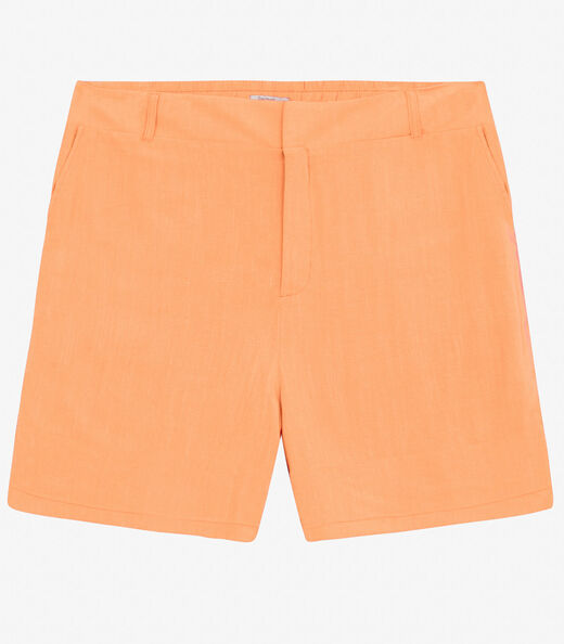 Shorts Feminino Plus Size em Linho Secret Glam Laranja