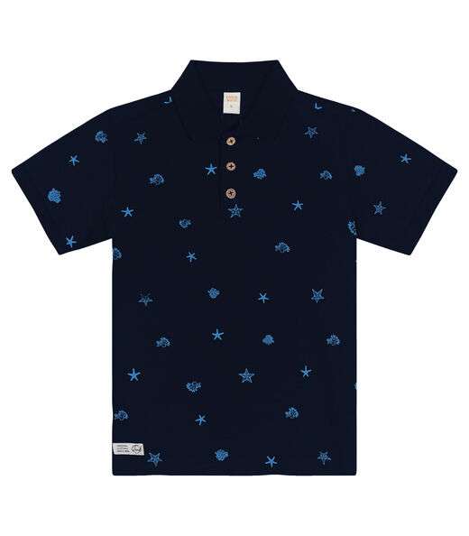 Camisa Polo Infantil Estampada Trick Nick Azul