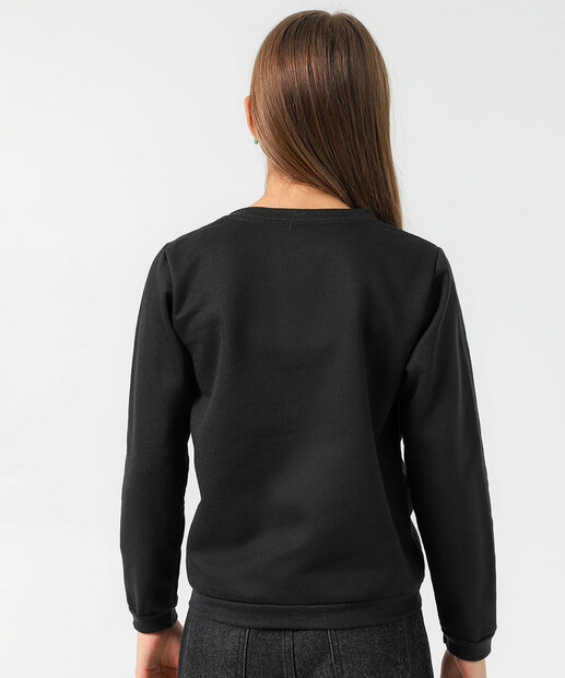  Blusão Infantil Moletom Estampado Marisa Tam 10 a 16 Preto