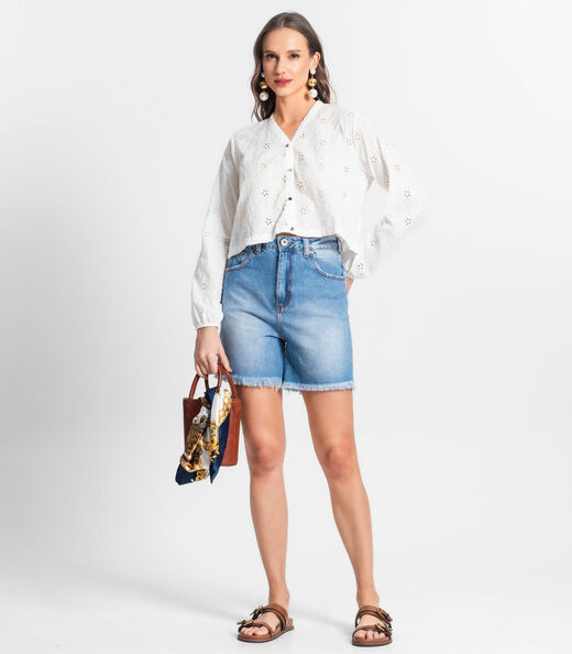 Camisa Feminina Manga Longa Em Laise Endless Bege