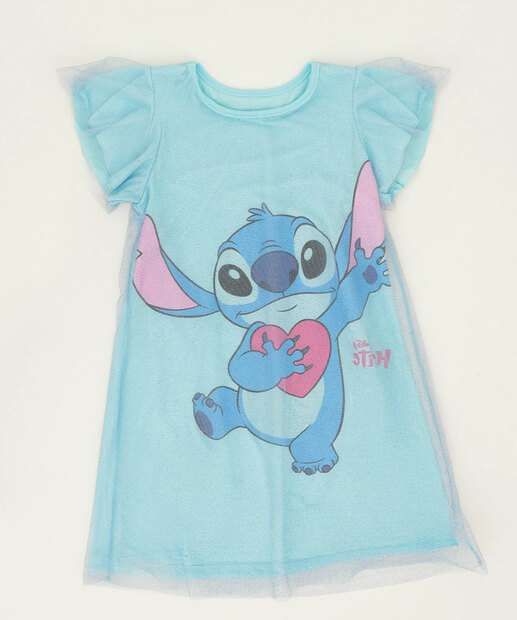Image_Vestido Infantil Stitch Manga Curta Disney Tam 4 a 10