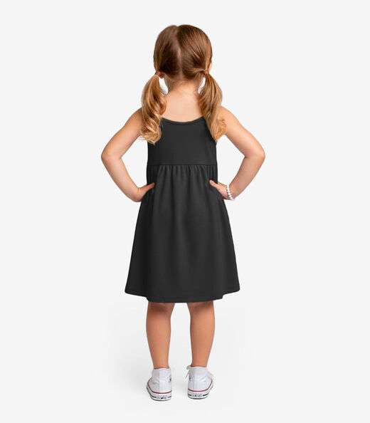 Vestido Feminino Infantil de Alças Select Preto