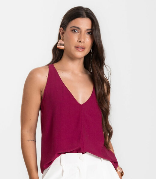 Regata Feminina Em Tecido Infinita Cor Vermelho
