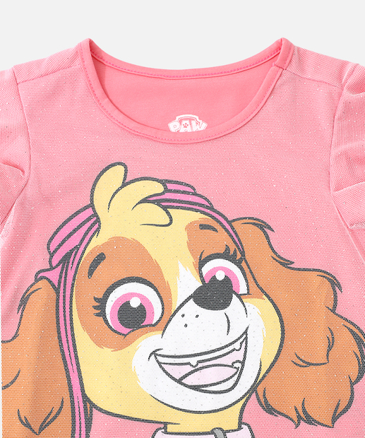 Vestido Infantil Tule Sky Patrulha Canina Tam 1 a 3 Rosa