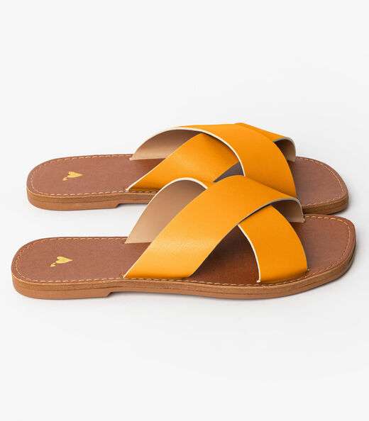 Sandália Rasteirinha Com Tiras Largas Select Marrom