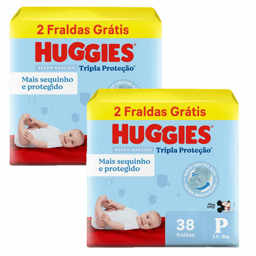 Image_Kit 2 Fraldas Huggies Tripla Proteção Meguinha (P) 38 Unidades cada
