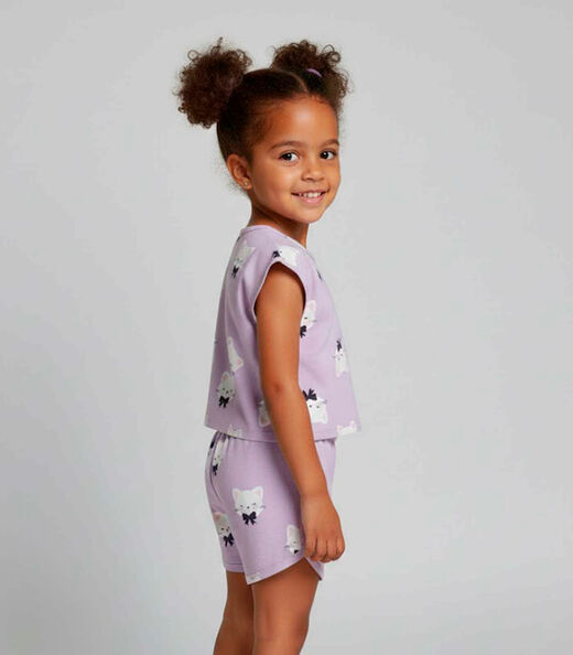 Conjunto Infantil Feminino Short E Blusa Select Roxo