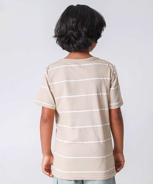 Camiseta Juvenil Listrado Marisa Tam 10 a 16 Bege