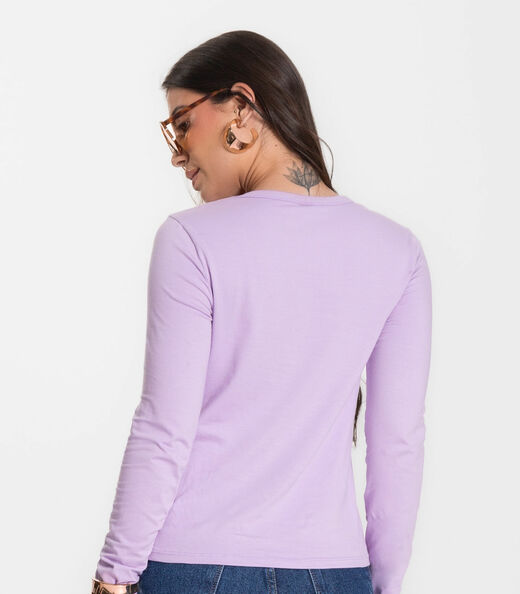 Blusa Manga Longa Básica Select Roxo