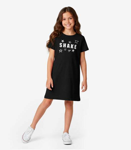 Vestido Feminino Infantil em Molecotton Select Preto