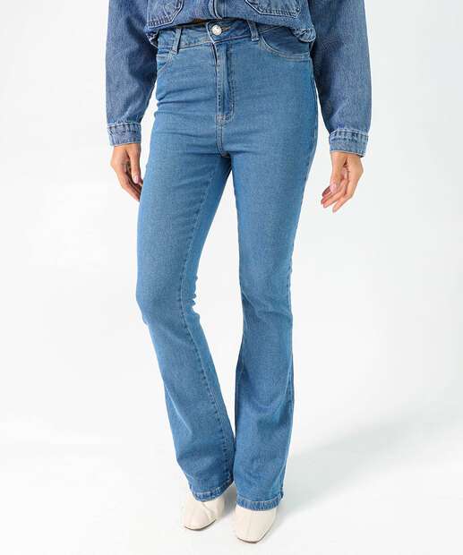 Calça Feminina Jeans Flare Cintura Alta Marisa Azul