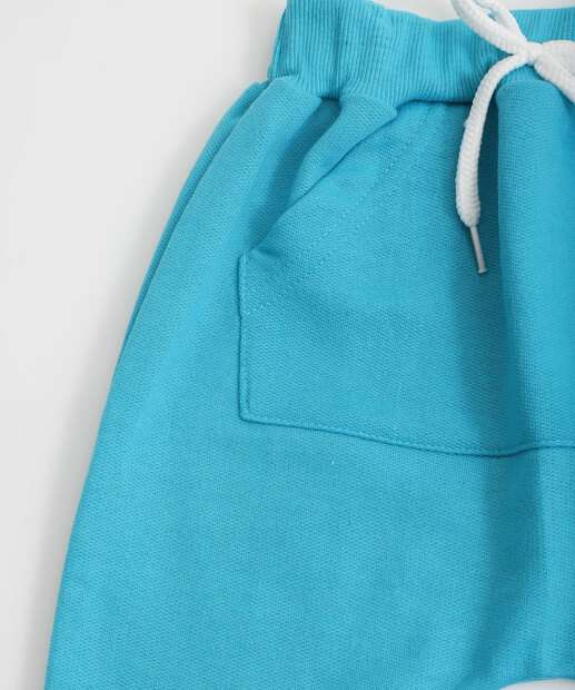 Bermuda Infantil Moletinho Bolso Canguru MR Tam 1 a 3 Azul