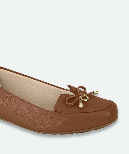 Sapatilha Feminina Bico Redondo Laço Modare Marrom