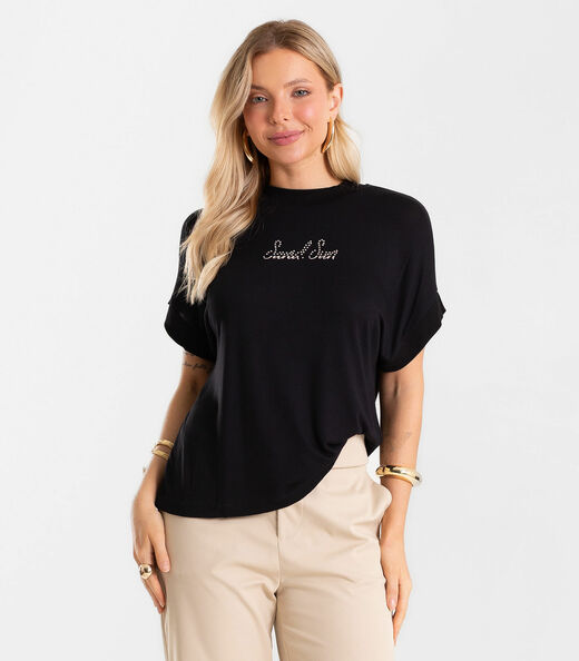 Blusa Feminina Visco Tricot Ribana Viscose Rovitex Preto