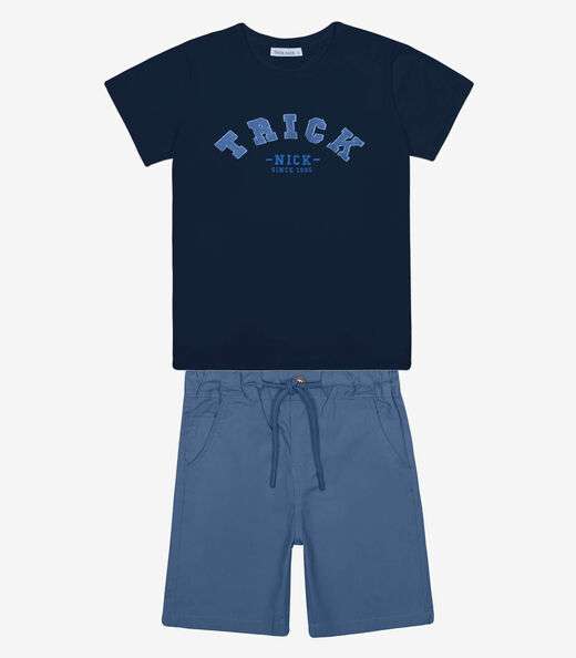 Image_Conjunto Infantil Camiseta Com Bermuda Trick Nick Azul