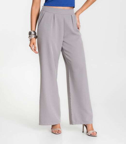 Calça Feminina Alfaiataria Com Bolsos Renaluci Cinza