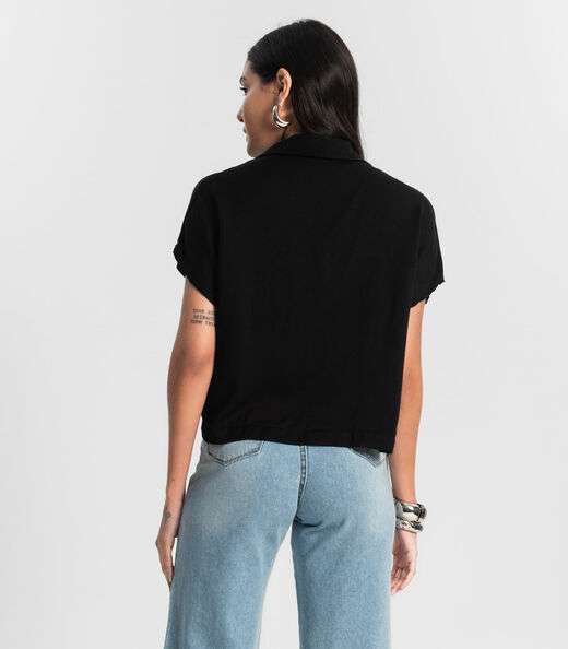 Camisa Feminina Botão de Viscose Rovitex Preto