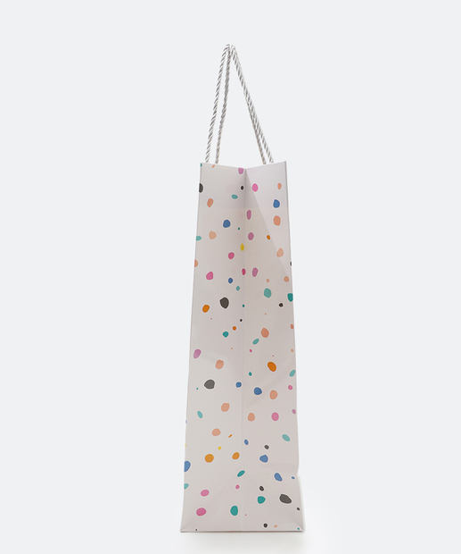 Embalagem Presente Sacola Estampa Confetti Marisa Off White