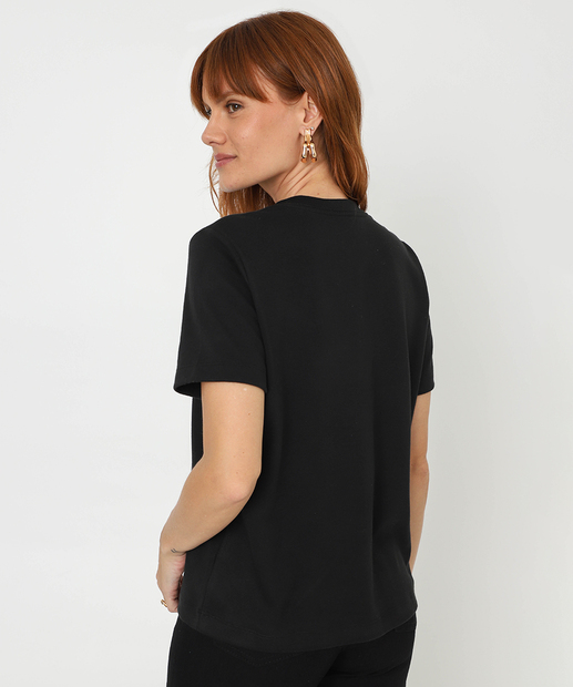 Blusa Feminina Suedine Manga Curta Marisa Preto