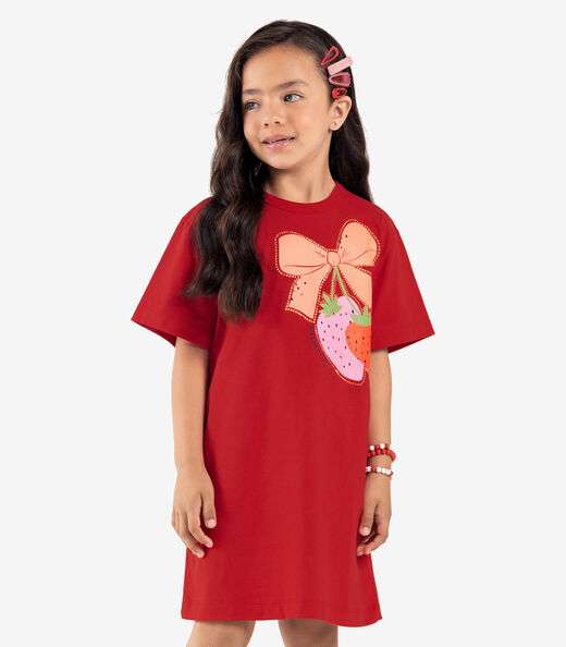 Vestido Infantil Meia Malha Rovi Kids Vermelho