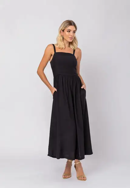 Image_Vestido Midi Alfaiataria Bolsos Preto Salvatore