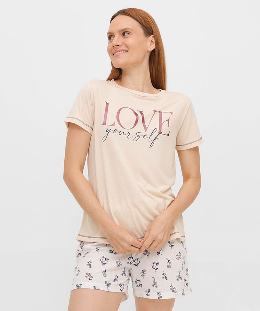 Pijama Feminino Estampado Manga Curta Marisa