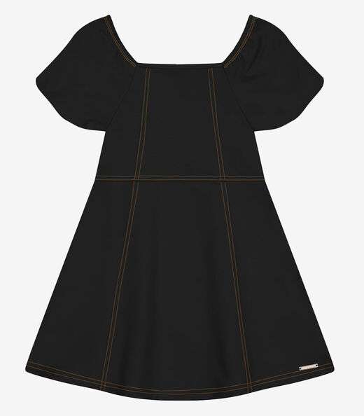 Vestido Infantil em Moletinho Denim Trick Nick Preto