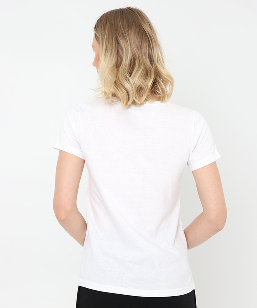 Camiseta Feminina Tico e Teco Manga Curta Marisa Branco