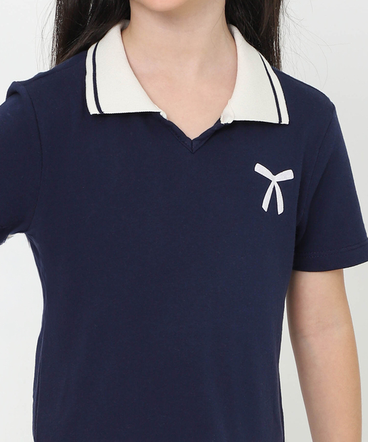 Vestido Infantil Polo Laço Marisa Tam 4 a 10 Azul