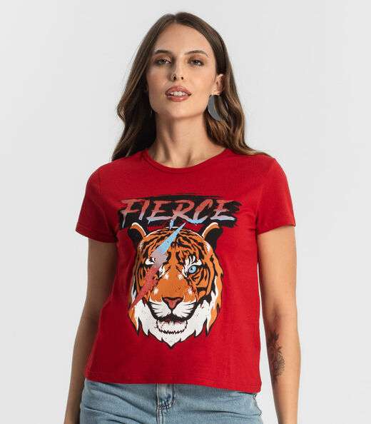 Blusa T-Shirt Feminina Estampada Select Vermelho